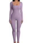 OQQ Women's Long Sleeve Ribbed Yoga Romper