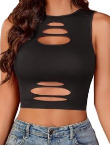 Avidlove Women's Fishnet Cut Out Crop Top