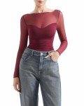 Trendy Maroon Sheer Crop Top for Fall 2024
