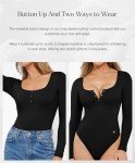 Black Henley Bodysuit with Tummy Control
