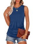 Ruched Summer Tank Top for Women - Deep Blue