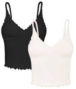 V-Neck Cropped Ruffled Tank Top for Women