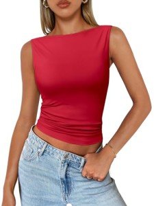 Chic Red Sleeveless Tank Top for Women