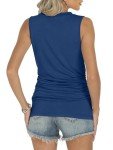 Ruched Summer Tank Top for Women - Deep Blue
