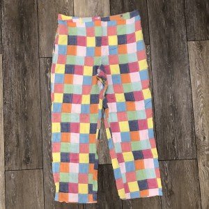 Pastel Plaid Madras Pants for Women, Size 12