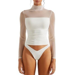 Trendy Long Sleeve Sheer Crop Top for Women