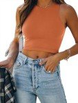 REORIA Women's Halter Neck Crop Top - Topaz