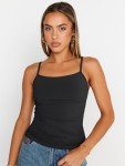 Trendy Women's Black Spaghetti Strap Summer Tank Tops