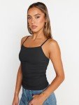 Trendy Women's Black Spaghetti Strap Summer Tank Tops