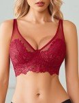Floral Lace Push-Up Bra Tank Top in Wine Red