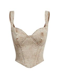 MakeMeChic Women's Khaki Y2K Denim Crop Vest