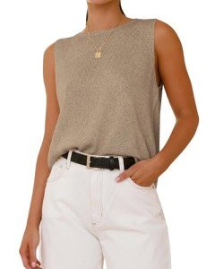 BTFBM Women's Khaki Sleeveless Knit Sweater Vest