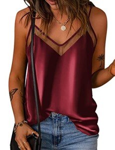 Silky Wine Red V Neck Women's Camisole Top