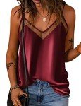 Silky Wine Red V Neck Women's Camisole Top