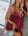 Silky Wine Red V Neck Women's Camisole Top