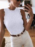 REORIA Women's Lace High Neck Bodysuit - White