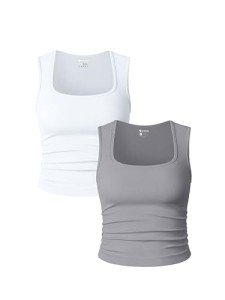 OQQ Women's 2-Piece Ruffled Crop Tops Set