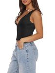 REORIA Women's Deep V Neck Backless Crop Top
