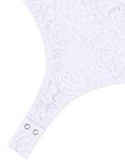 REORIA Women's Lace High Neck Bodysuit - White