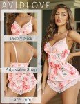Avidlove Women's V-Neck Floral Pajama Set