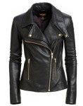 Women's Black Slim Fit Biker Leather Jacket