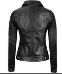 Women's Classic Black Leather Trucker Jacket