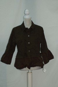 Evening Olive Ruffled Denim Jacket by Style & Co