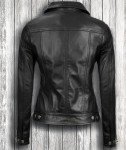 Women's Classic Black Leather Trucker Jacket