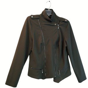 Green Moto Jacket with Zippers for Women