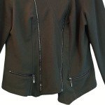 Green Moto Jacket with Zippers for Women