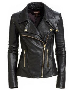 Women's Black Slim Fit Real Leather Moto Jacket