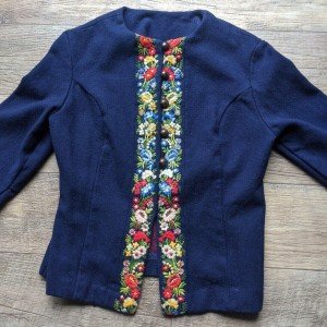 Embroidered Wool Blazer Jacket for Women