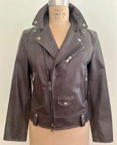 Grey Leather Biker Jacket for Women - Size Small