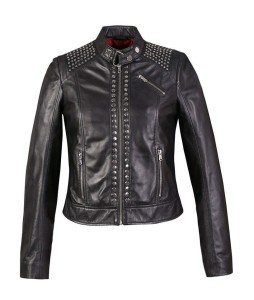 Jesse Women's Chic Riveted Moto Leather Jacket