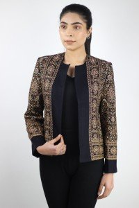 Trendy Women's Self Jacquard Wool Bomber Jacket