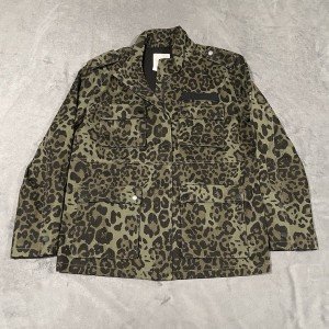 Green Leopard Military Style Jacket for Women