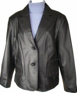 Petite Women's Short Black Lamb Leather Blazer