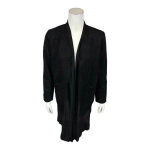 Chic Plus Size Black Suede High-Low Jacket