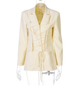 Chic Women's Long Sleeve Bandage Blazer