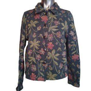 Black and Red Floral Long Sleeve Women's Jacket