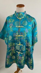 Stylish Blue Asian-Inspired Short Sleeve Jacket 2X