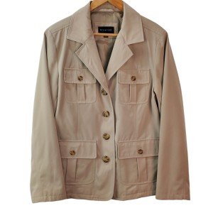 Beige Ivory Trench Coat with Pockets for Women