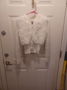 Chic White Fur Sweater Jacket - Size M