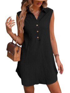 CUPSHE Women's Black Sleeveless V-Neck A-Line Dress