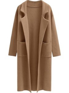 ANRABESS Women's Open Front Coatigan Jackets Long Knit Cardigan Sweaters 2024 Fall Fashion Sweater Blazer Coats Light Brown M