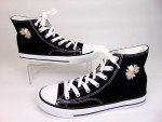 Hi-Top Fashion Sneakers Black Canvas Casual Shoes Women's Size 10.0 NEW