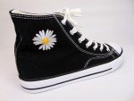 Hi-Top Fashion Sneakers Black Canvas Casual Shoes Women's Size 10.0 NEW