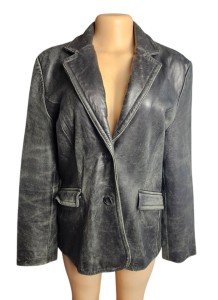 90s Classic Distressed Leather Jacket for Women