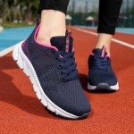 Ladies Athletic Shoes Mesh Sneakers Workout Womens Lace Up Non-Slip Sport Shoe