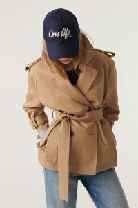 Ba&Sh Women's Beige Belted Short Trench Coat
